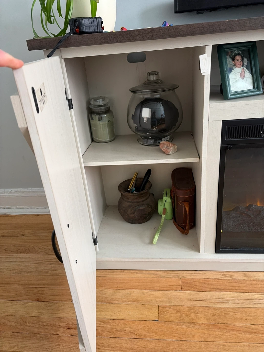 Farmhouse TV stand with fire place and storage - photo 4
