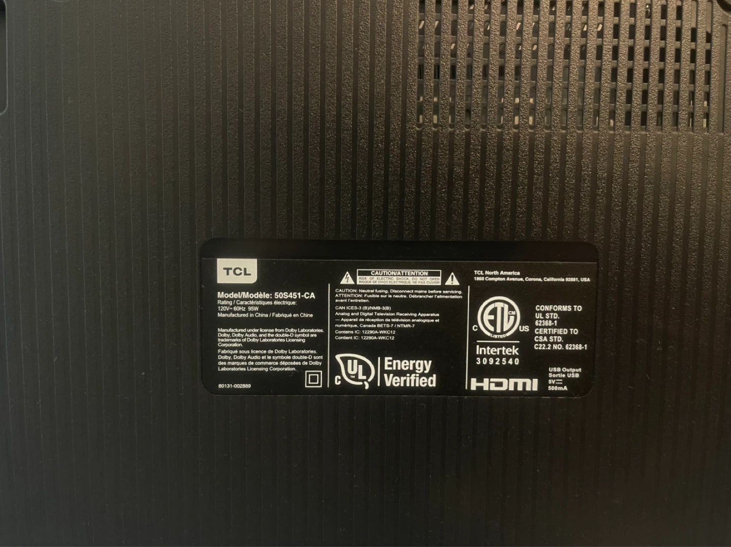 TCL 50" Smart TV -Model 50S451-CA - photo 2