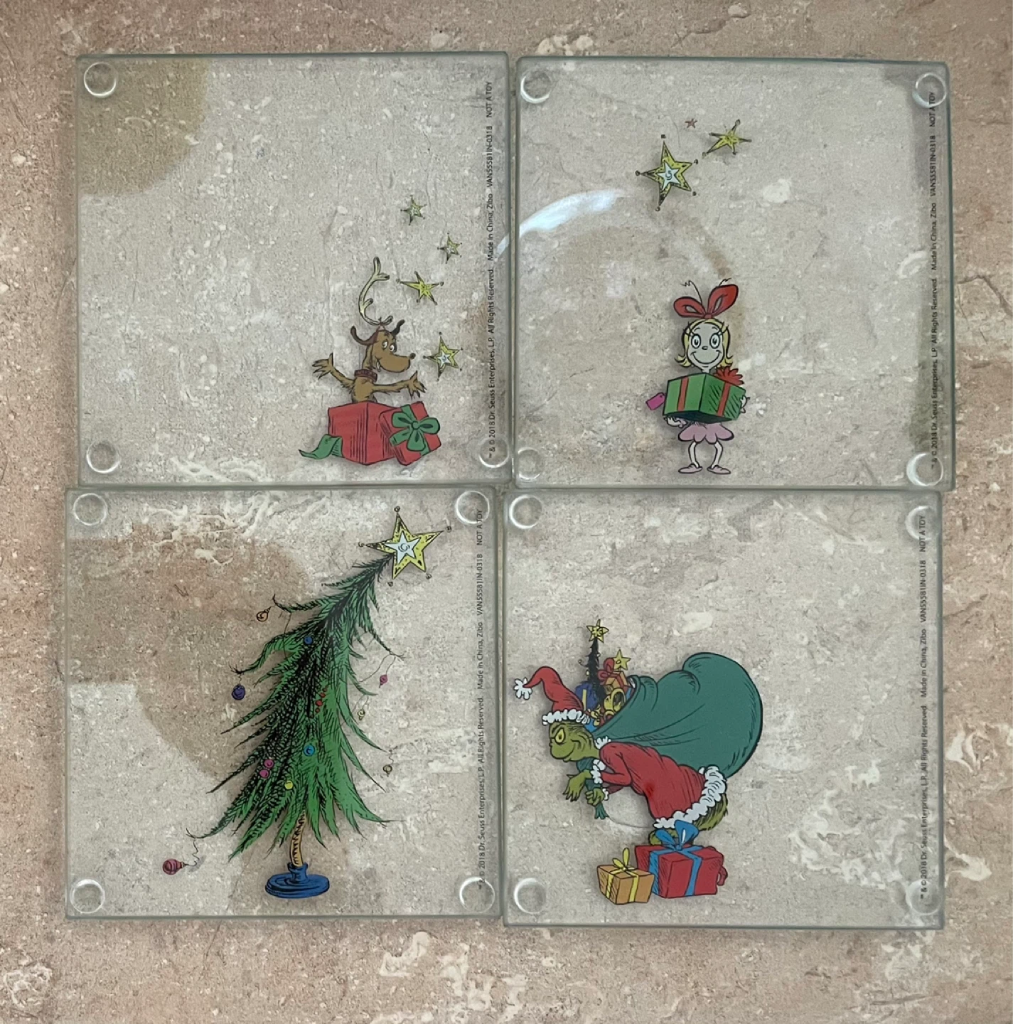 Dr. Seuss’s The Grinch Glass Coasters - Set of 4 - photo 2