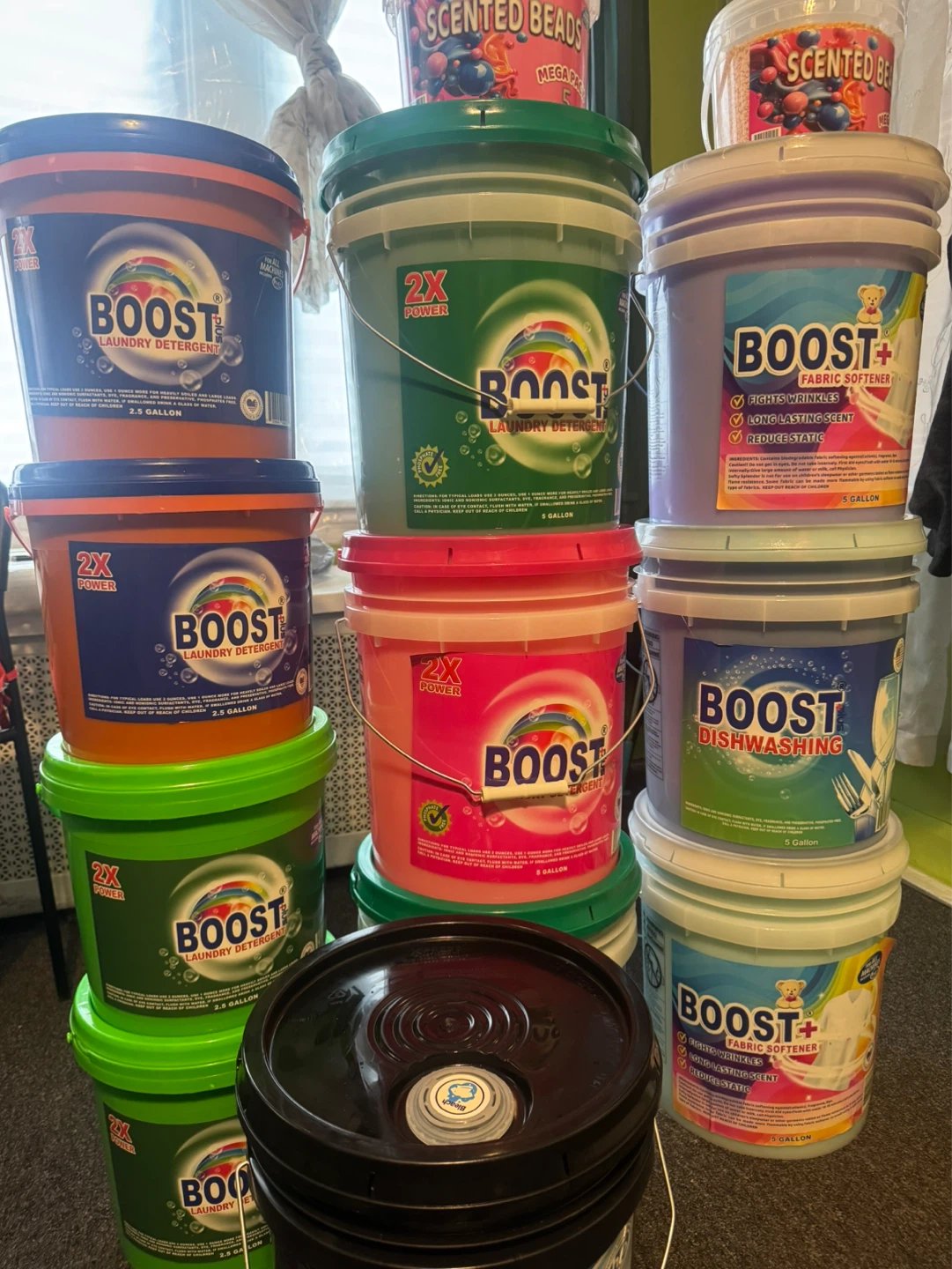 Boost Laundry Detergent, Fabric Softener & Dishwashing Buckets
