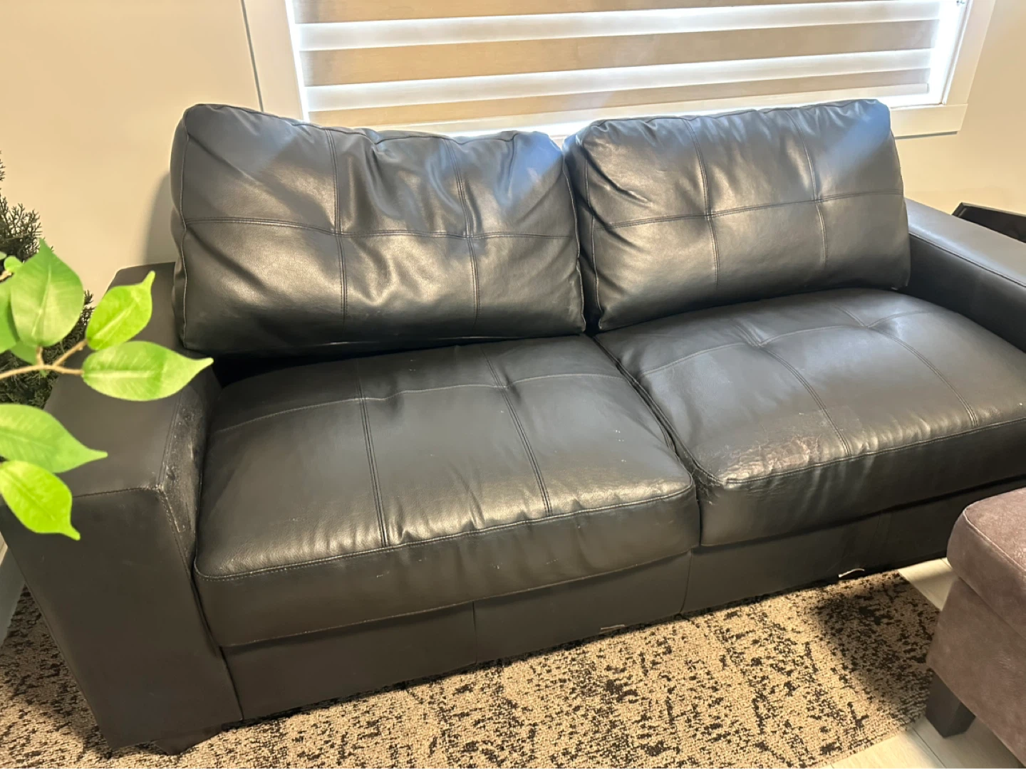 Black Faux Leather Sofa - photo 2