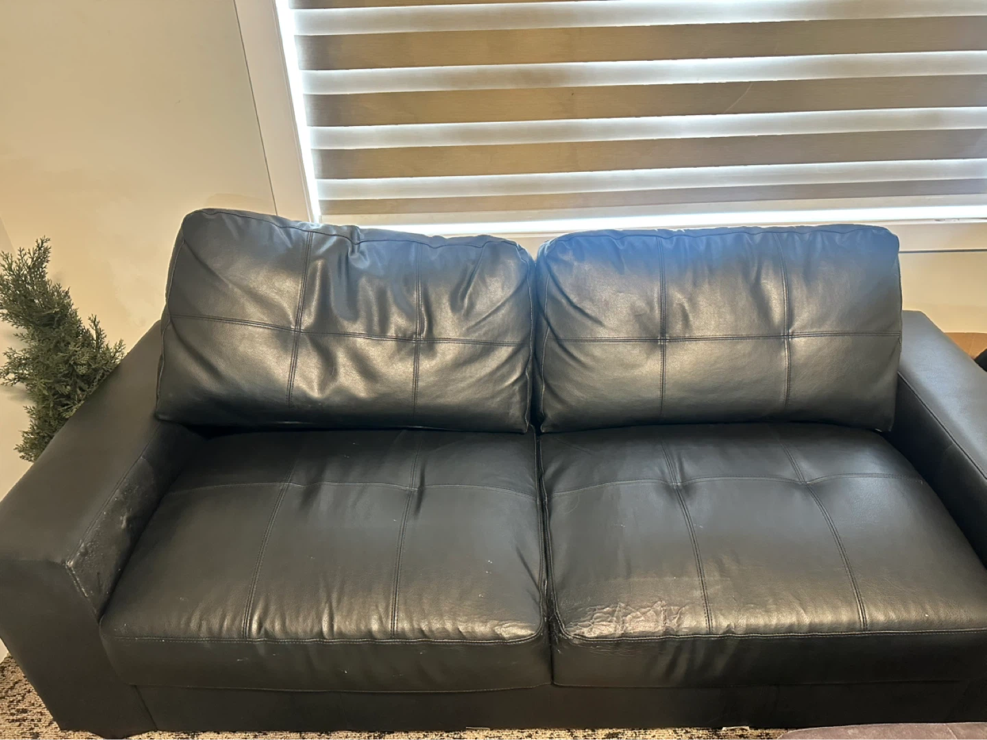 Black Faux Leather Sofa