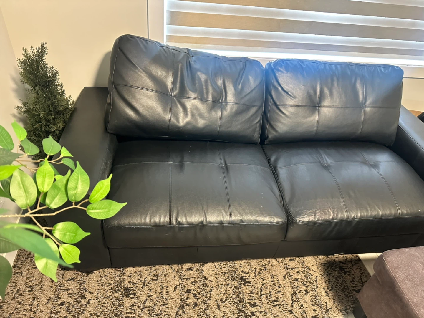 Black Faux Leather Sofa - photo 3