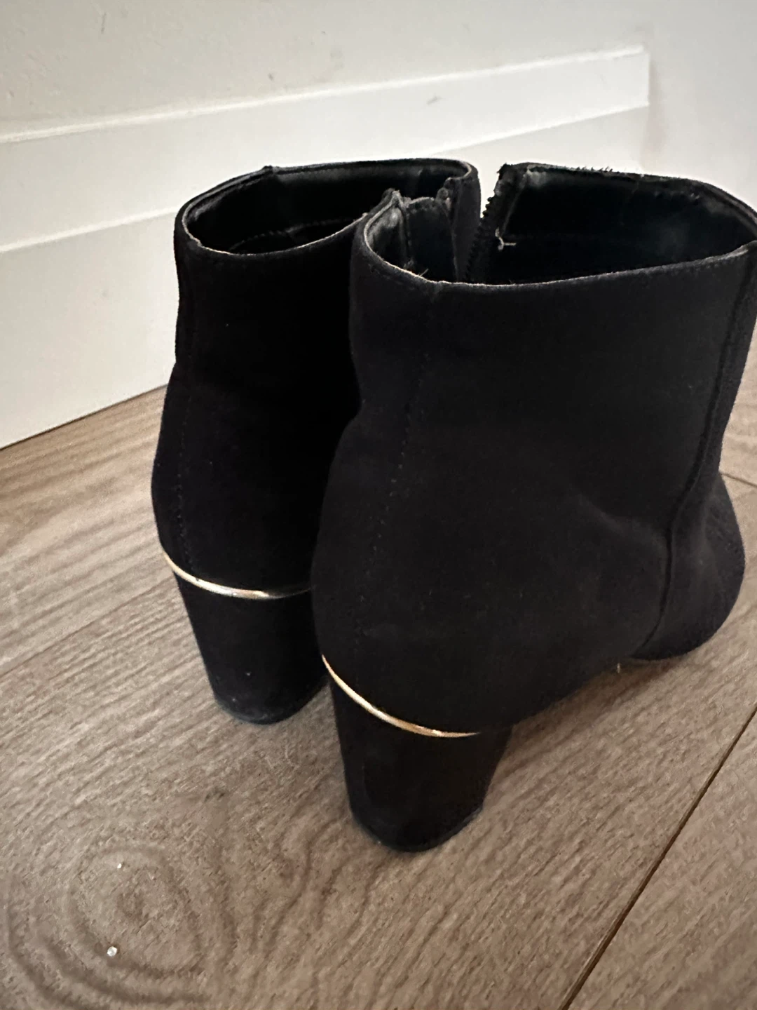 Black Suede Block Heel Ankle Boots - photo 2