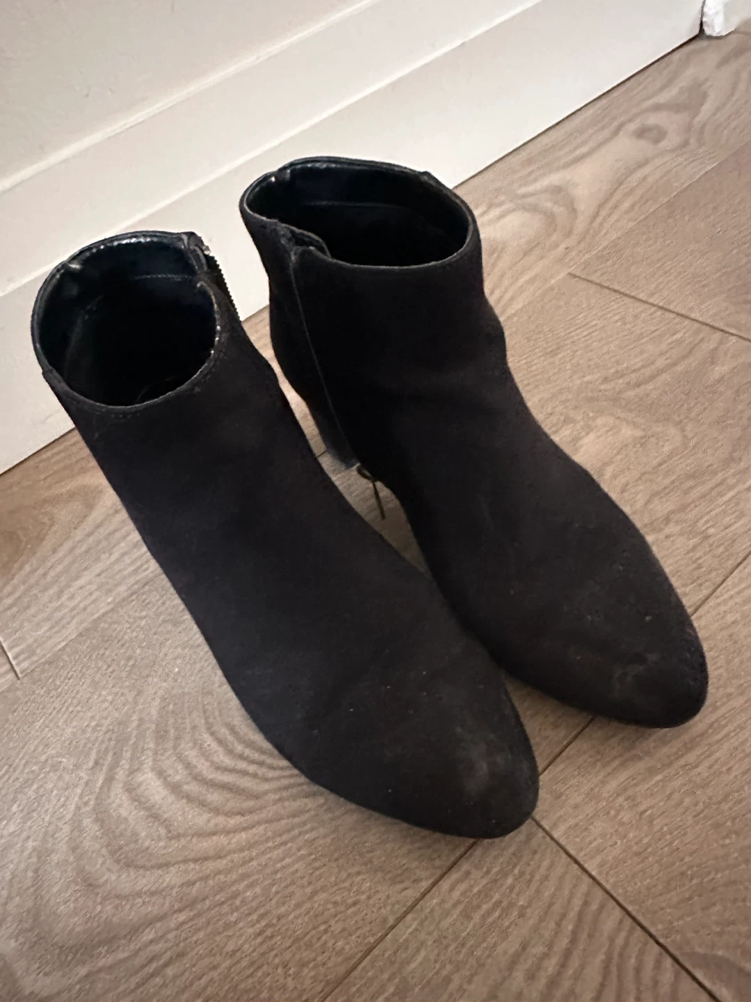Black Suede Block Heel Ankle Boots