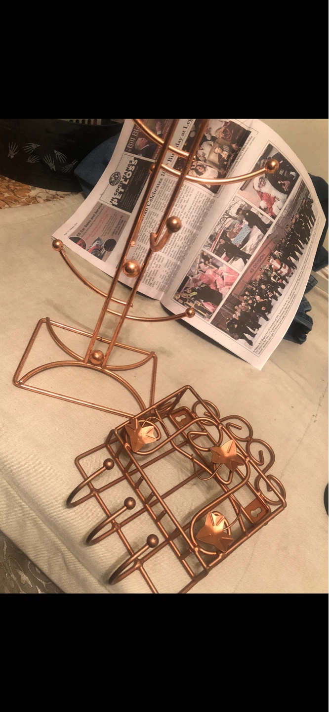 Copper Mug Tree and Napkin Holder Set