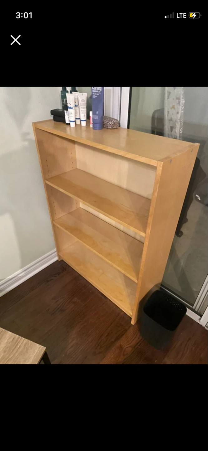 Light Wood 3-Shelf Bookcase