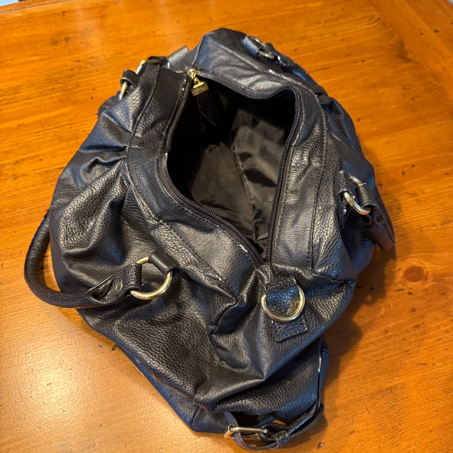 Black Faux Leather Shoulder Bag - photo 3