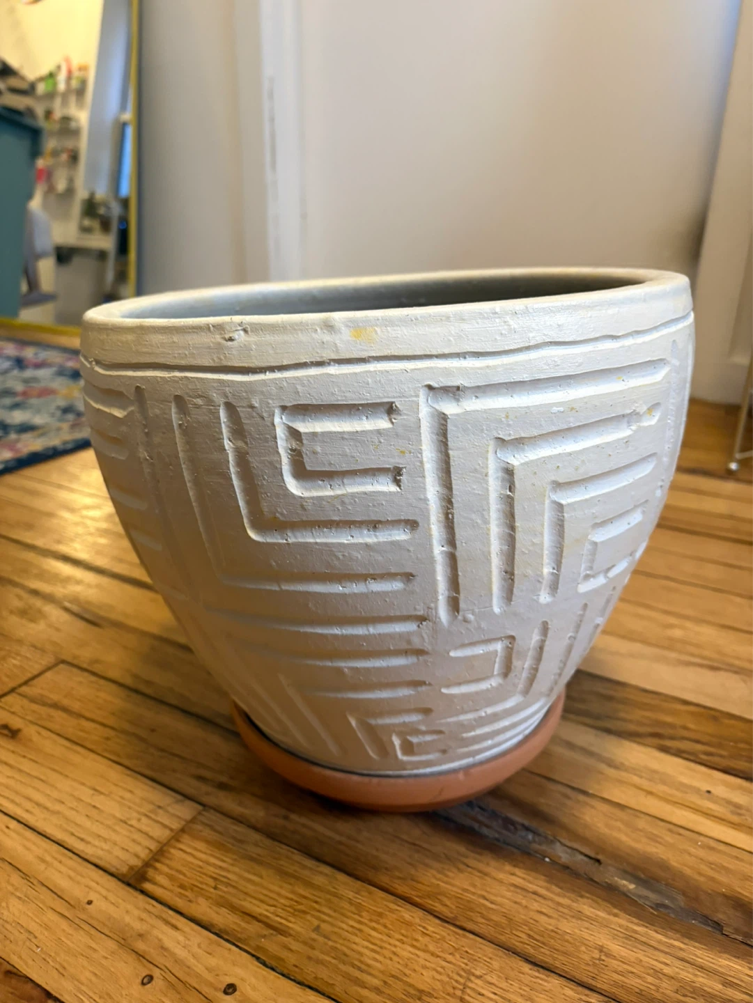 Large Textured Planter with Saucer