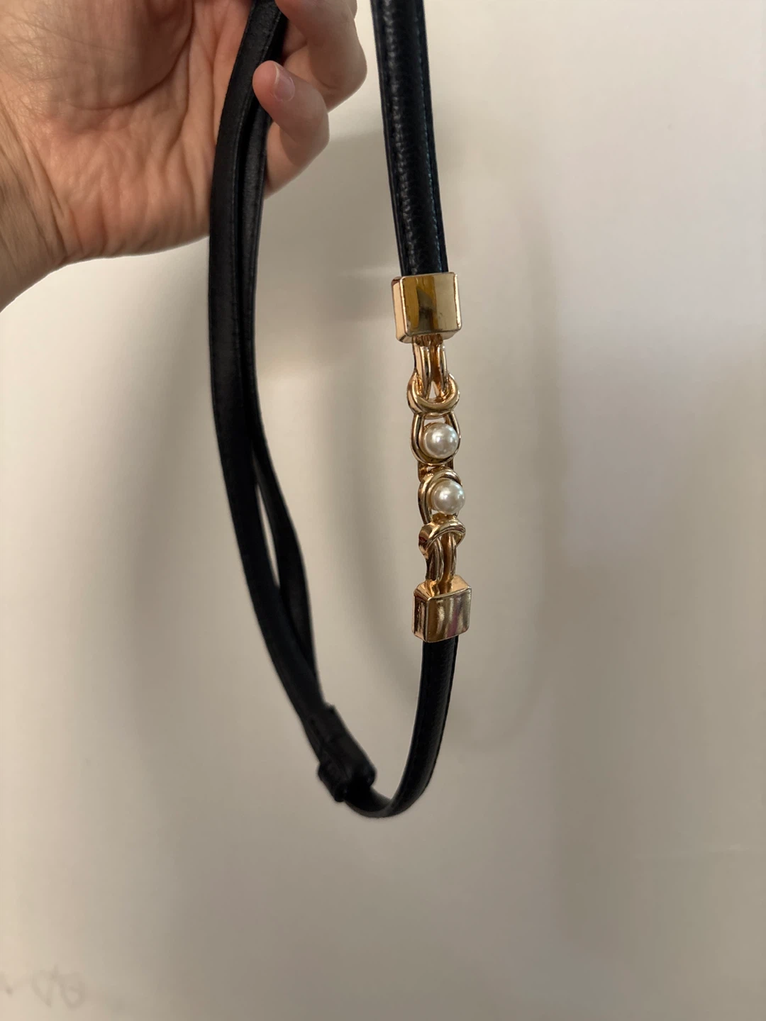 Black Belt with Gold and Pearl Embellishment