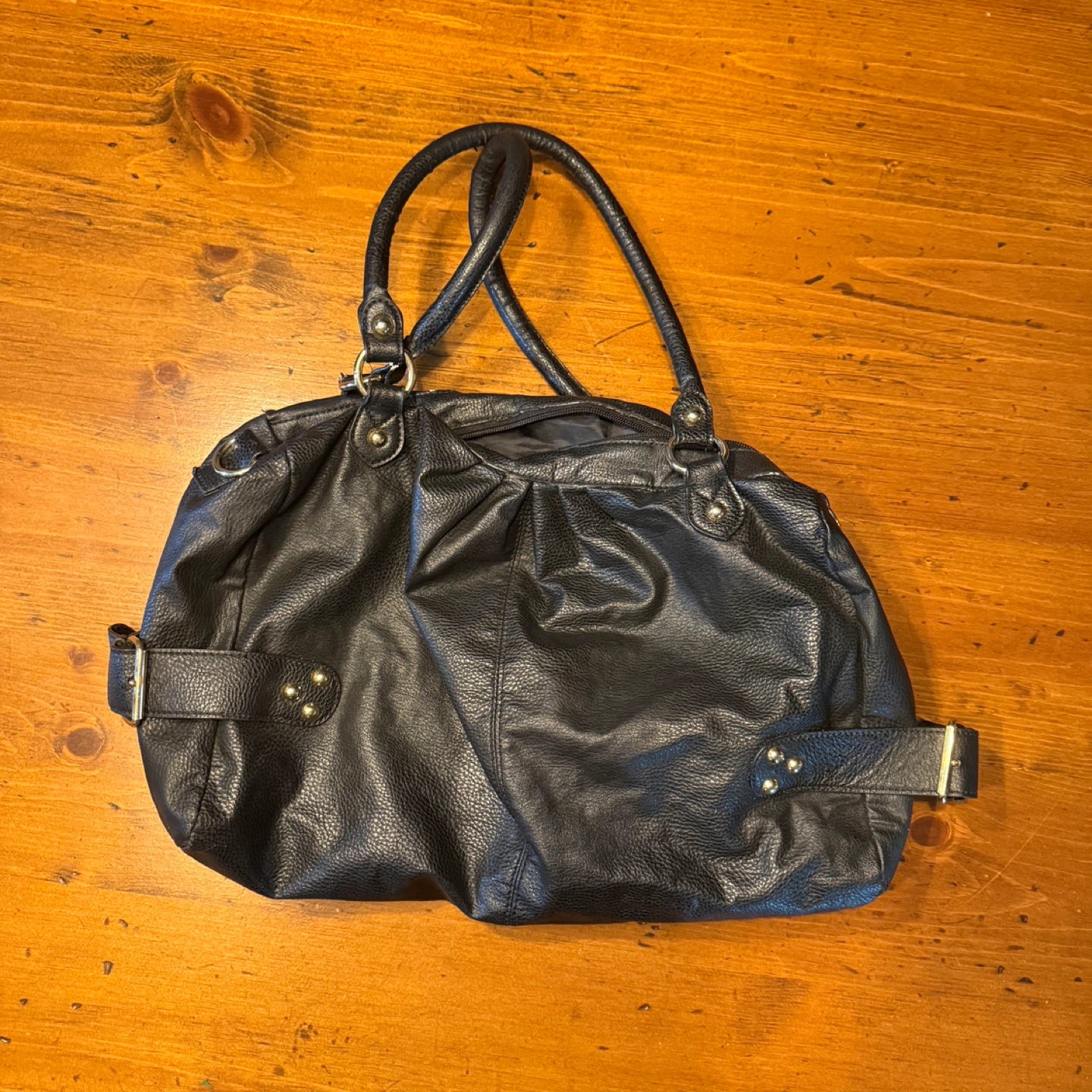 Black Faux Leather Shoulder Bag - photo 2