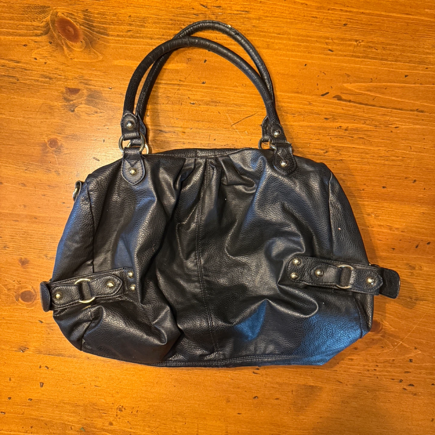 Black Faux Leather Shoulder Bag