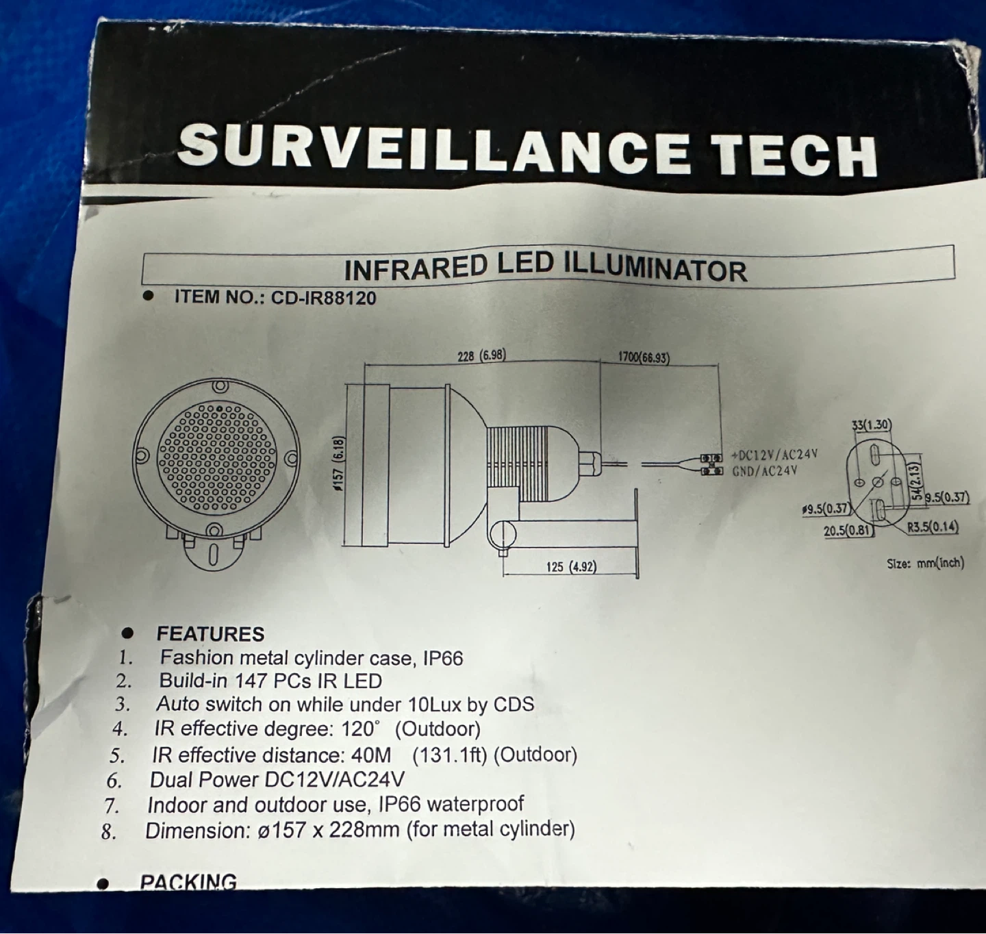 SURVEILLANCE TECH Infrared LED Illuminator CD-IR88120