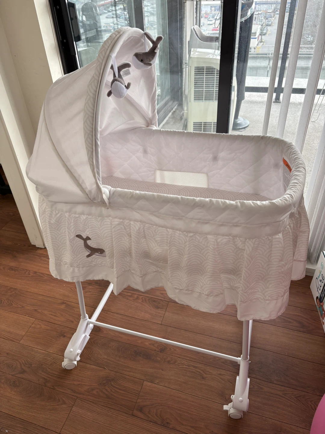 White Bassinet with Whale Detail