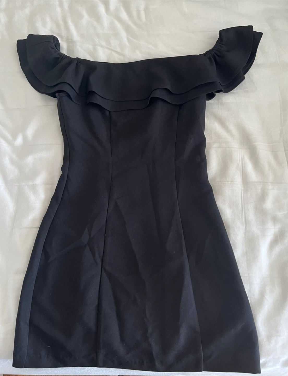 🆕New Black Off-the-Shoulder Ruffle Mini Dress