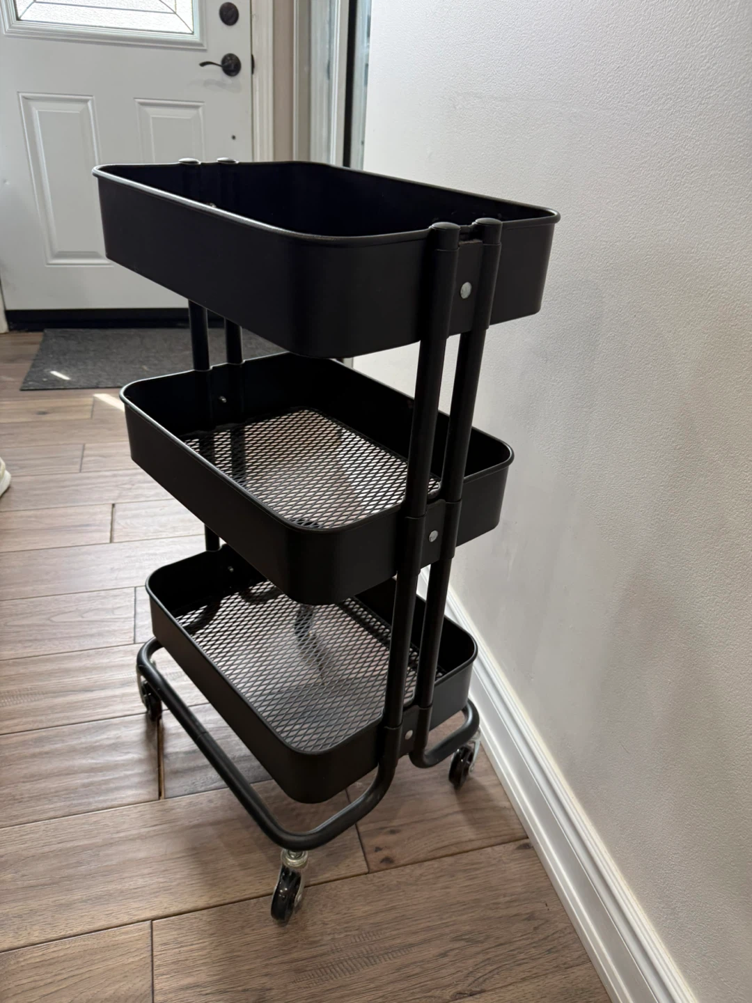 IKEA RASKOG Black 3-Tier Rolling Storage Cart