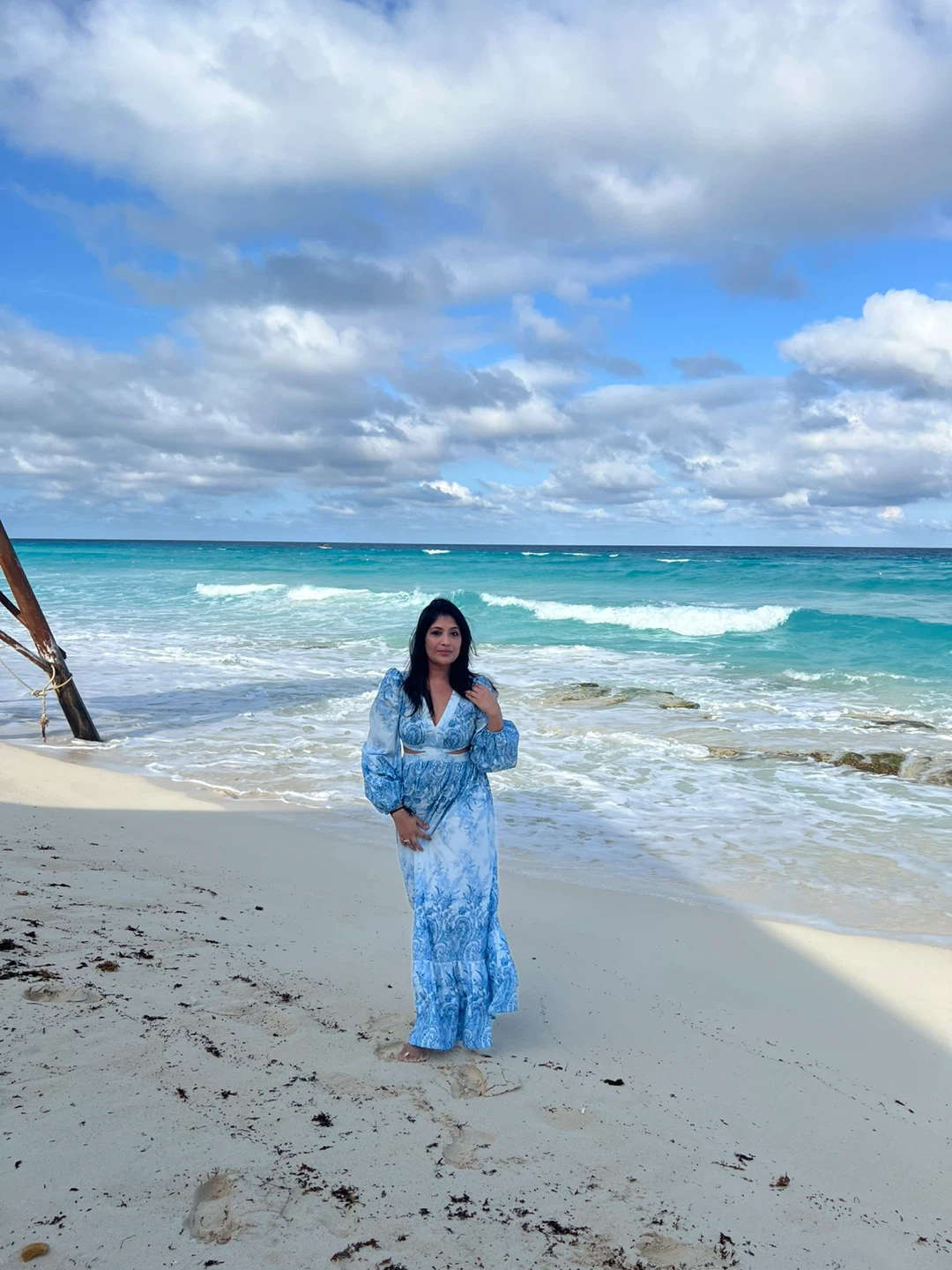 Blue Floral Maxi Dress with Cut-outs - photo 2