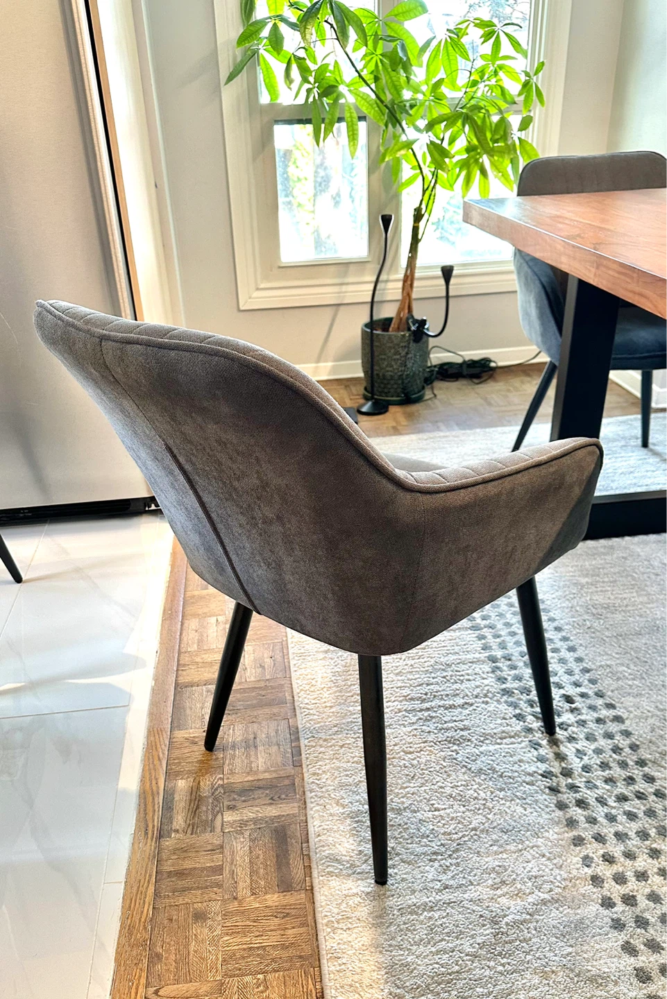 Grey Upholstered Dining Chair