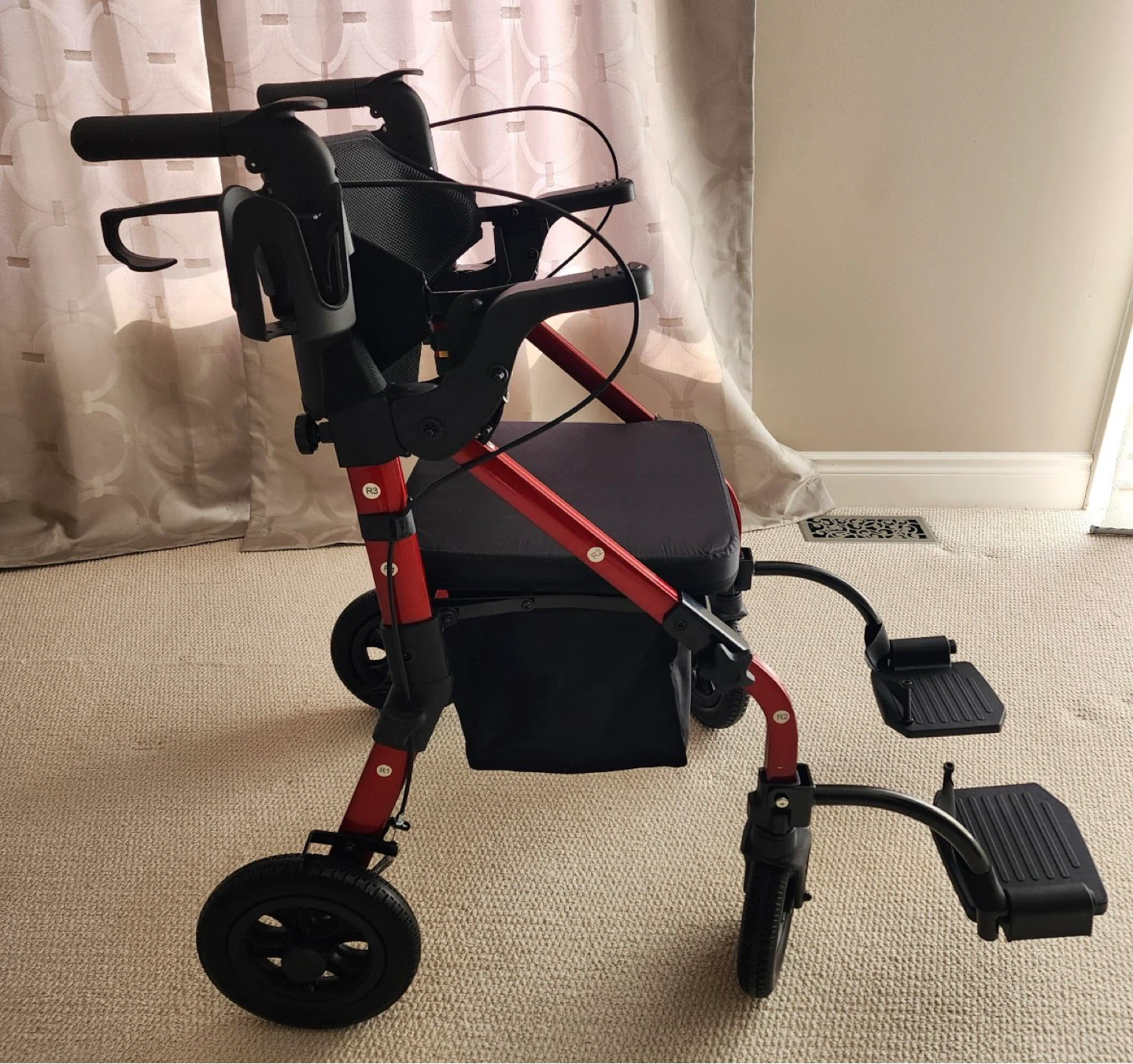 Red and Black Walker with Seat and Footrests - photo 2