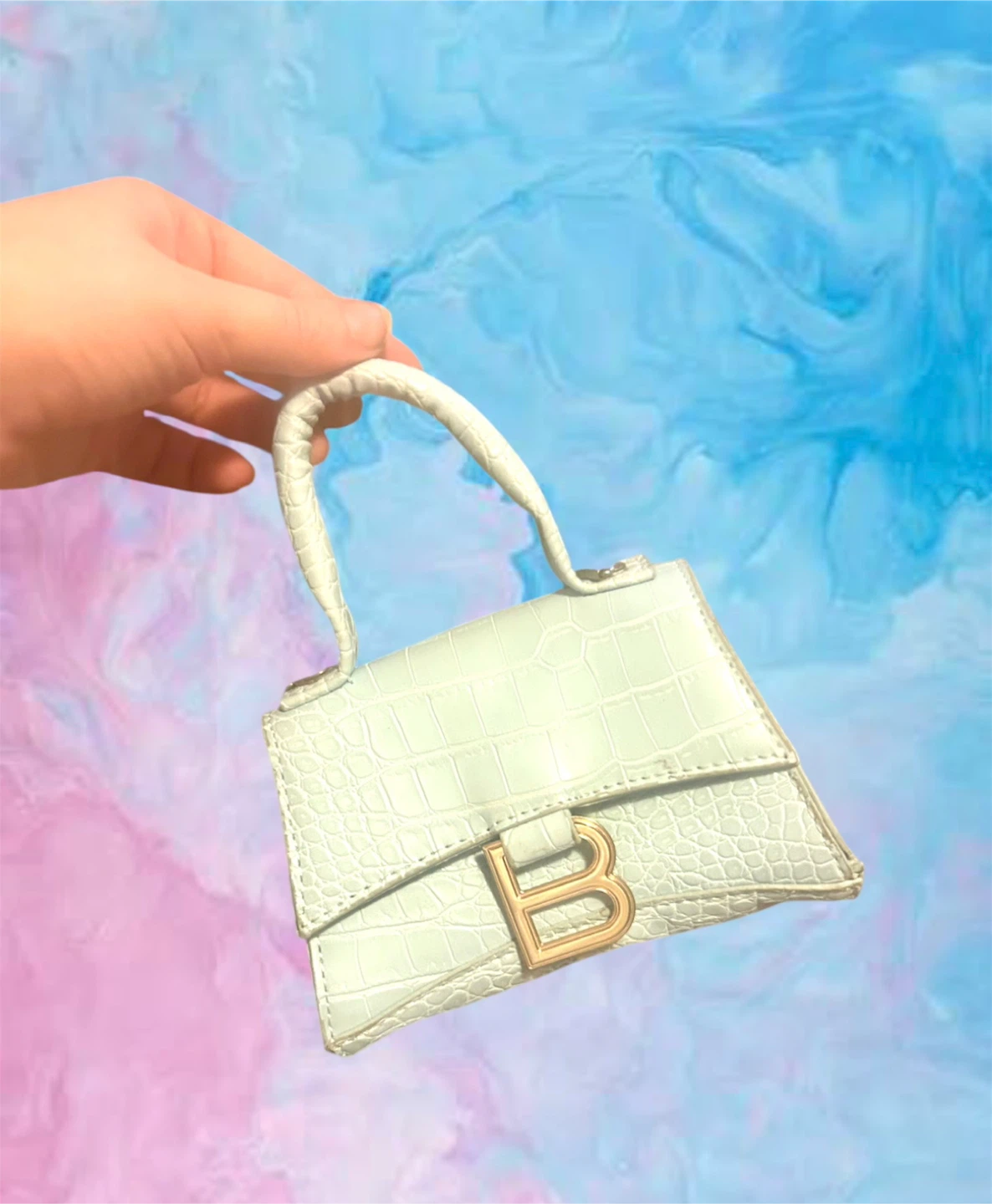 BALENCIAGA XS MINI HOURGLASS CROCODILE HANDBAG