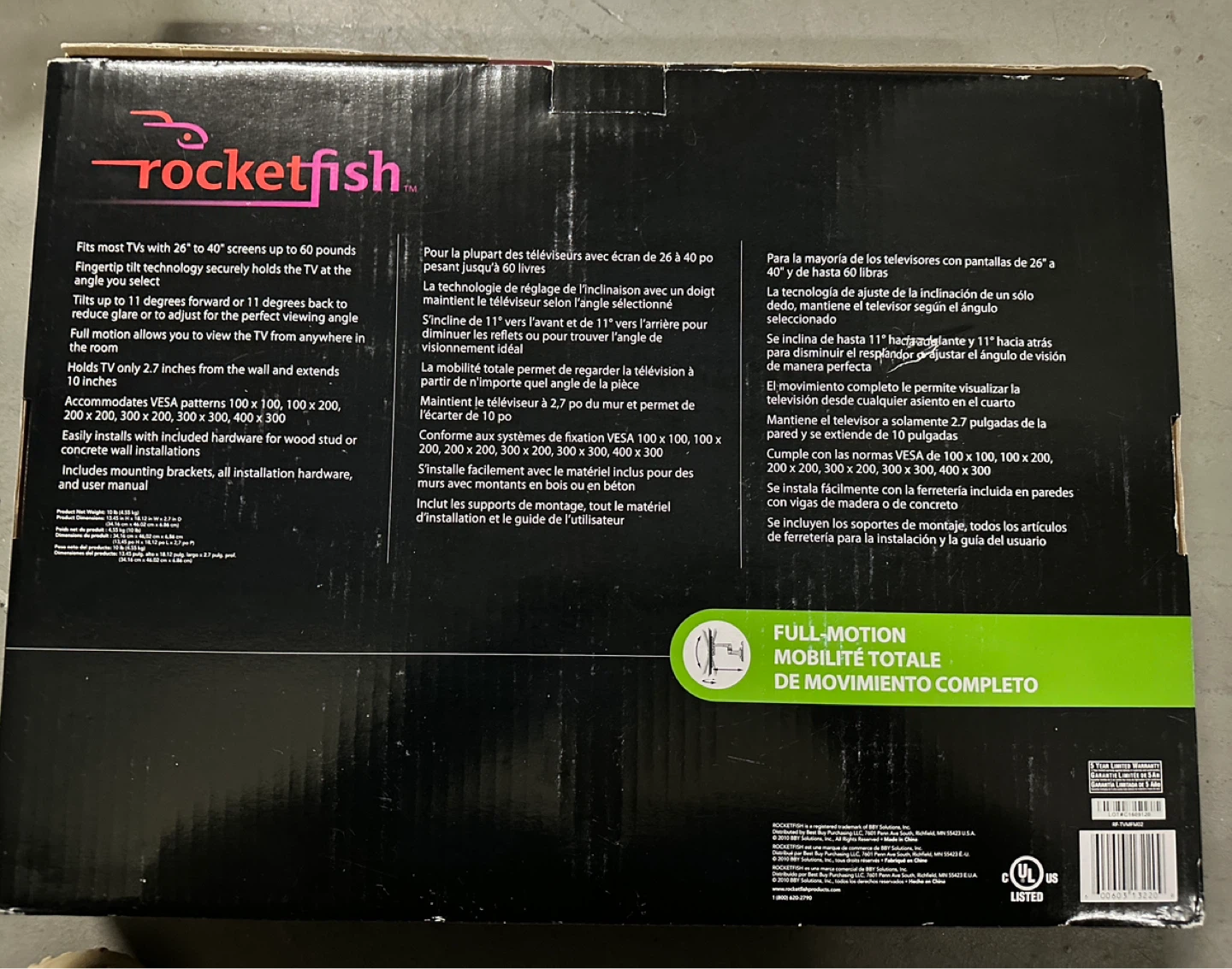 Rocketfish Full-Motion TV Wall Mount 26-40 inch - photo 2