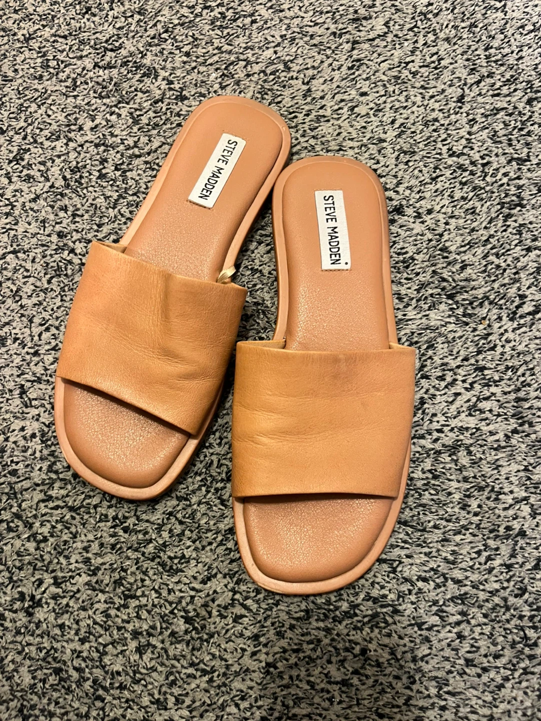 Steve Madden Tan Leather Slides