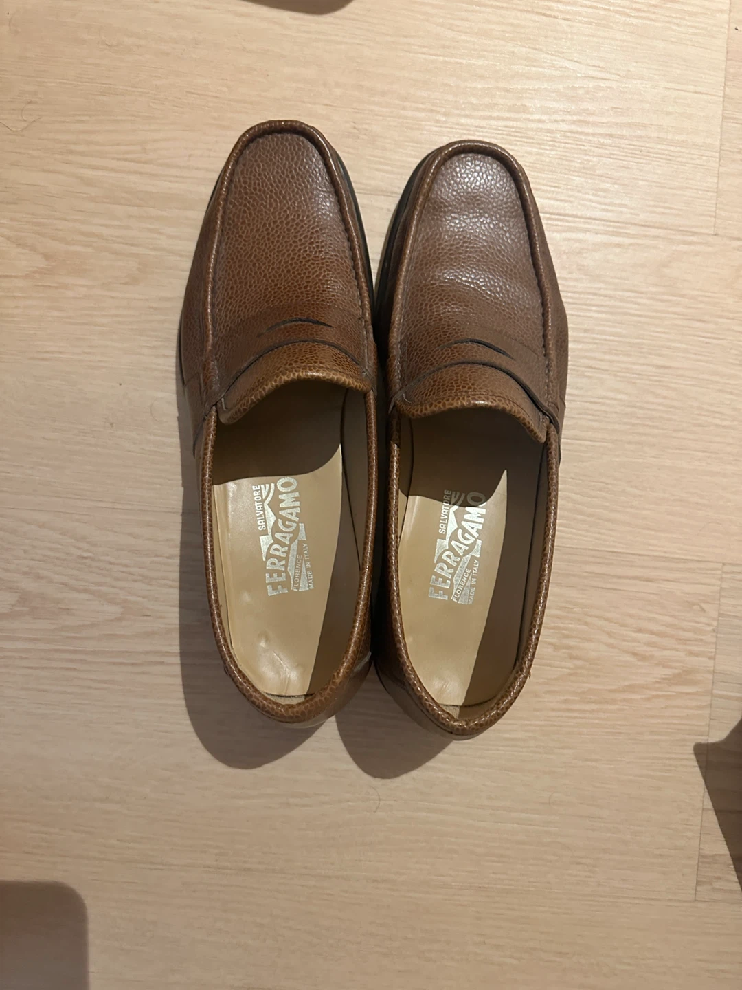Salvatore Ferragamo Brown Leather Loafers Men's Shoes