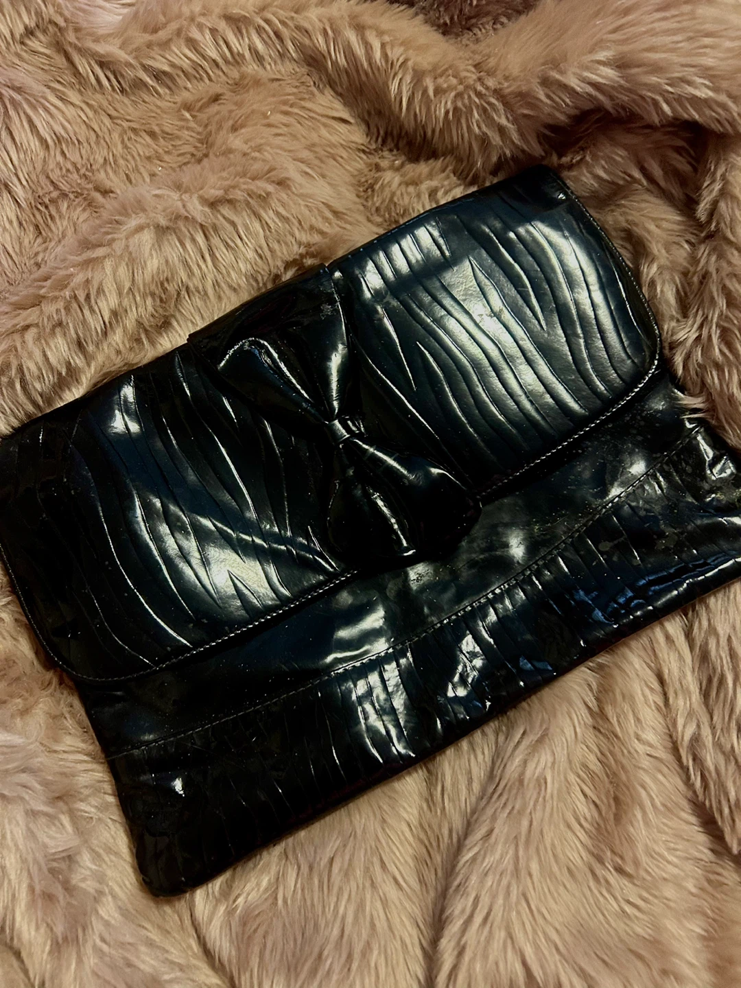 VINTAGE 1980 EEL SKIN BLACK CLUTCH - photo 3