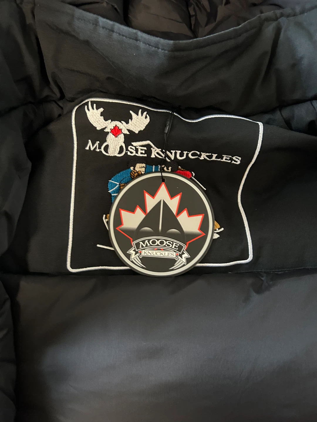 Moose Knuckles Black Puffer Jacket with Fur Hood Size L - photo 2