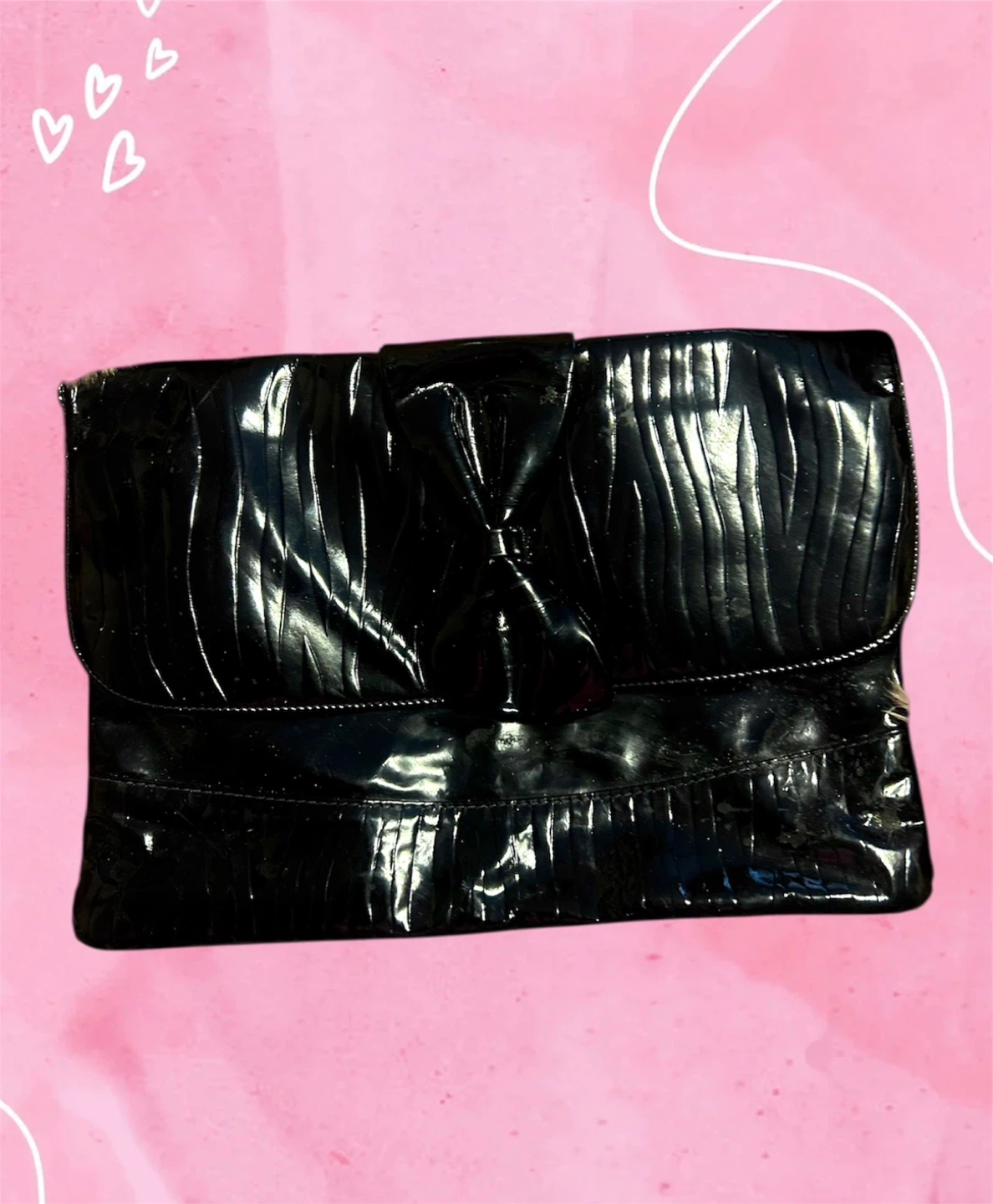 VINTAGE 1980 EEL SKIN BLACK CLUTCH