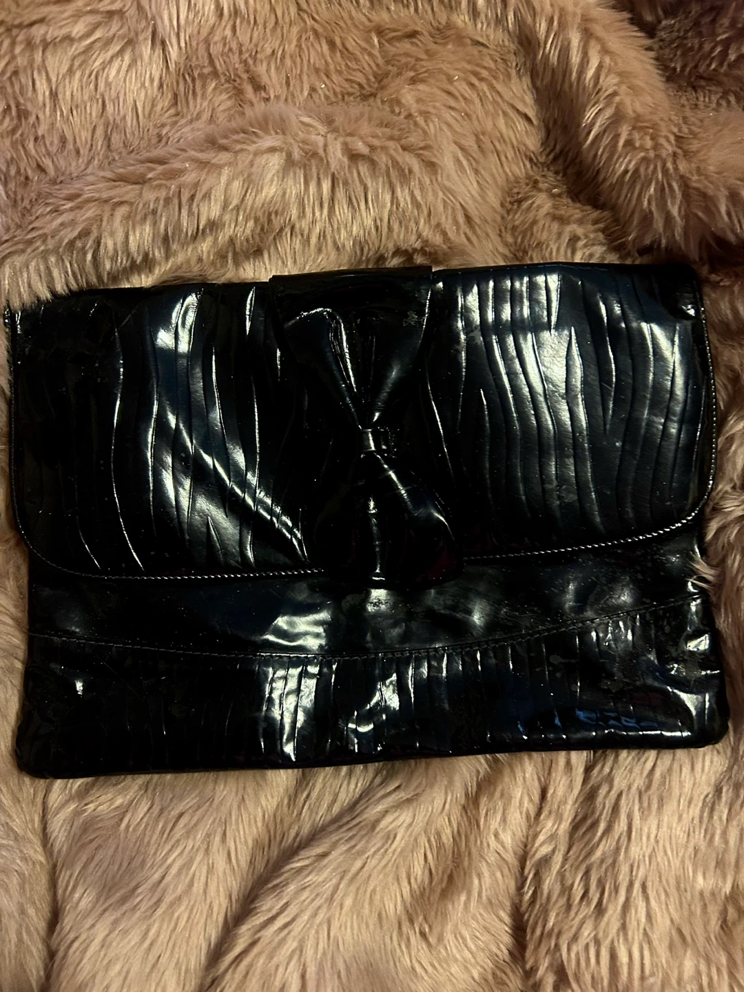 VINTAGE 1980 EEL SKIN BLACK CLUTCH - photo 2