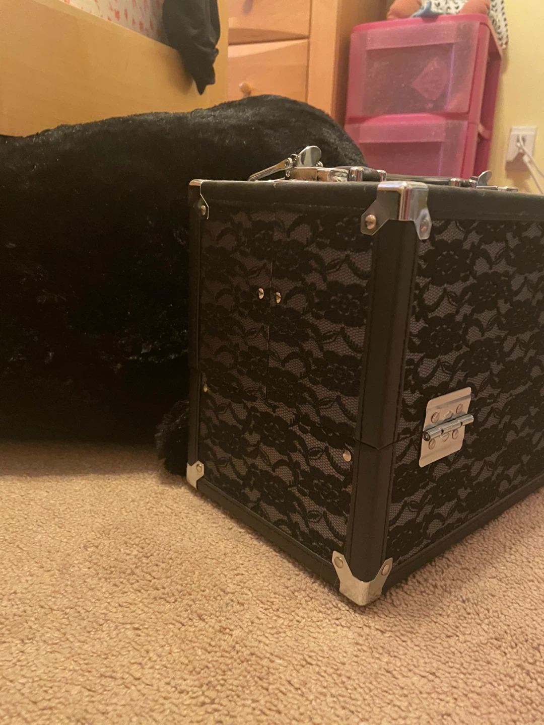Black Lace Makeup Train Case