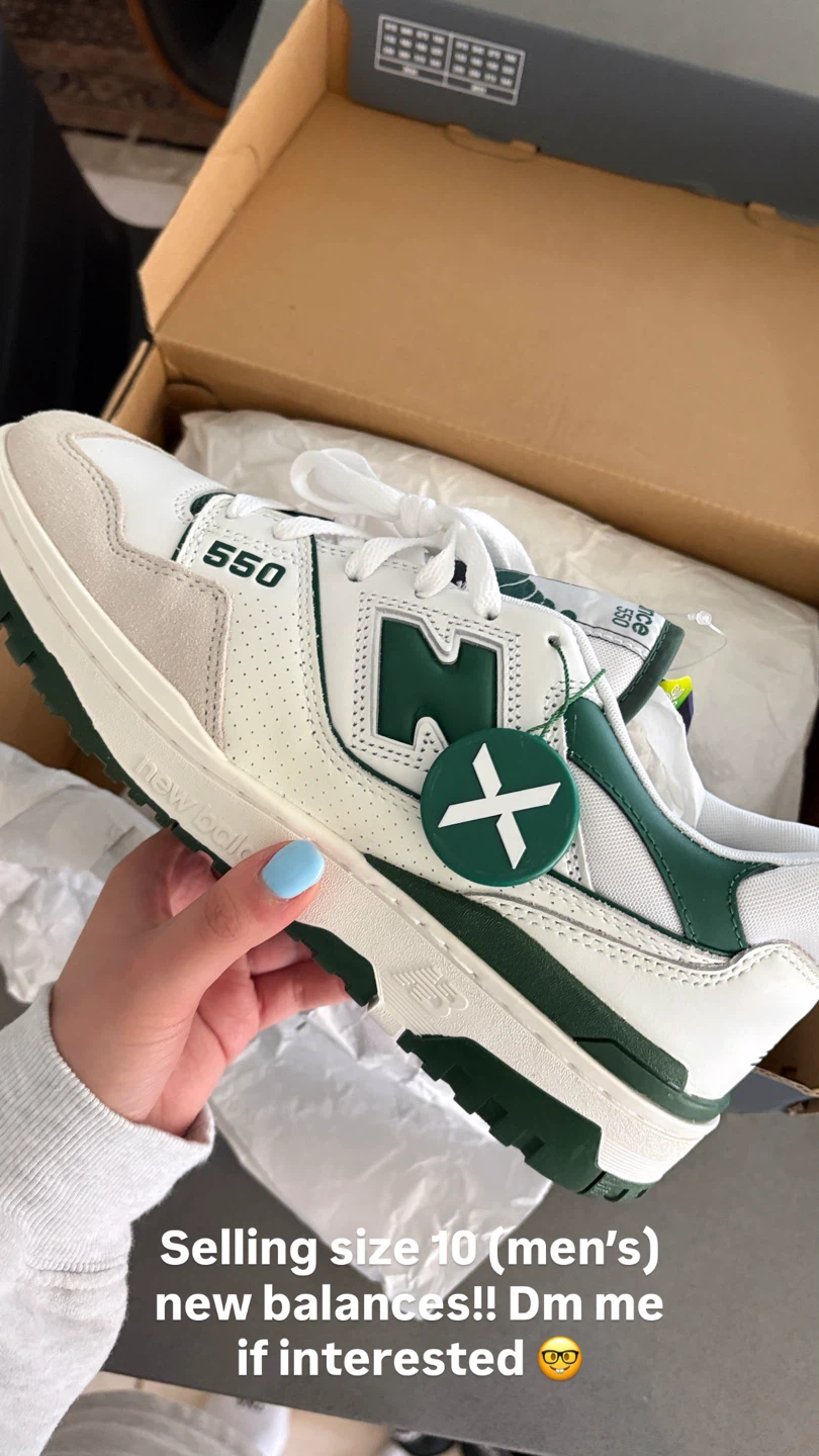 New Balance 550 White Green Sneakers Size 10 Men's