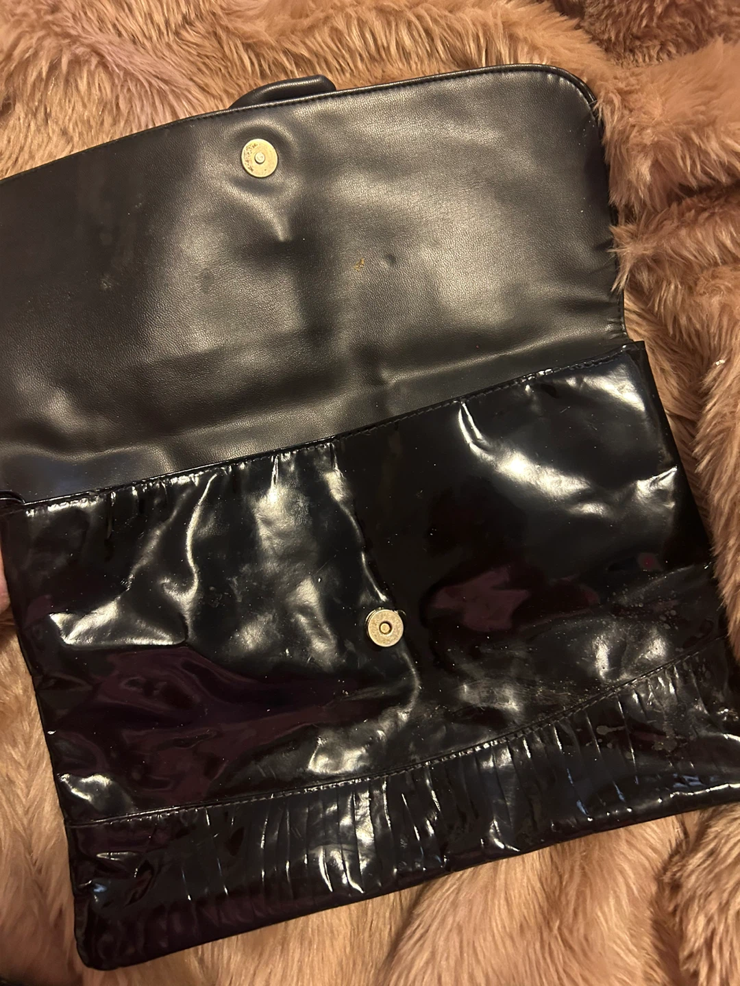 VINTAGE 1980 EEL SKIN BLACK CLUTCH - photo 5