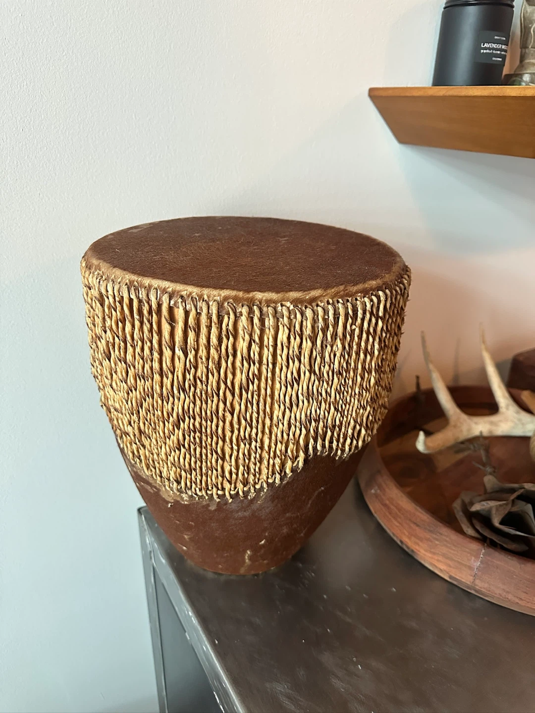 VINTAGE EAST AFRICAN HAND DRUM MUSICAL PERCUSSION INSTRUMENT