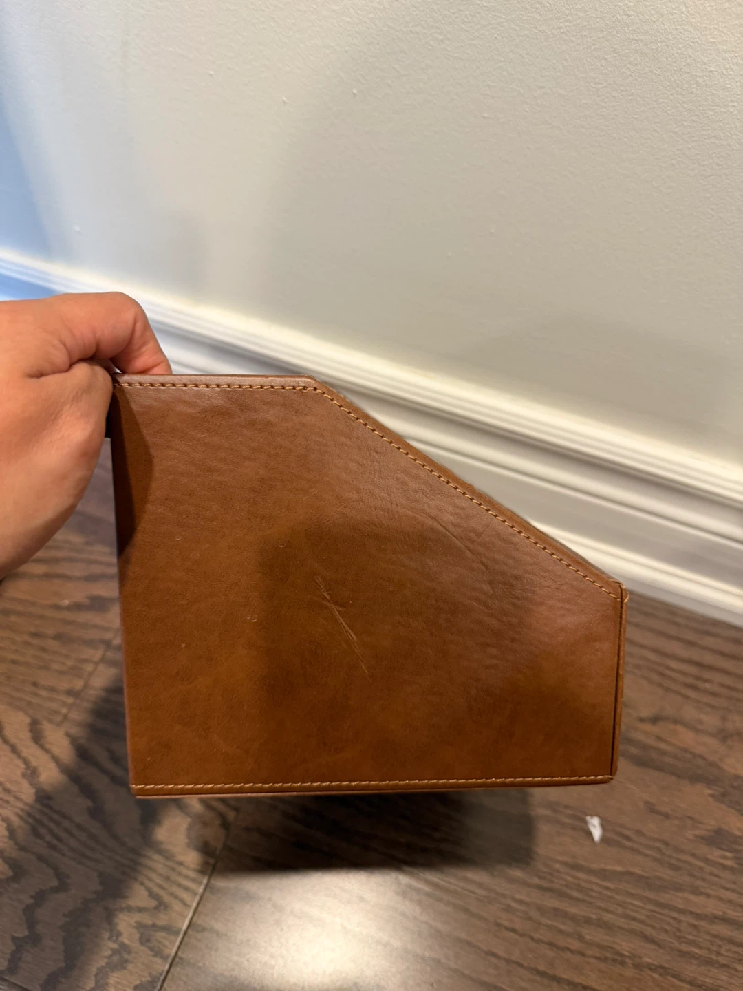 Brown Faux Leather Desk Organizer Caddy - photo 4