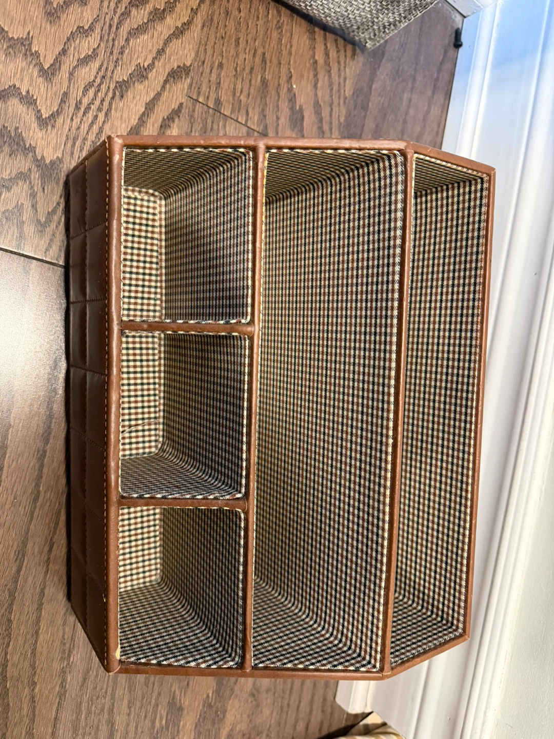 Brown Faux Leather Desk Organizer Caddy - photo 3