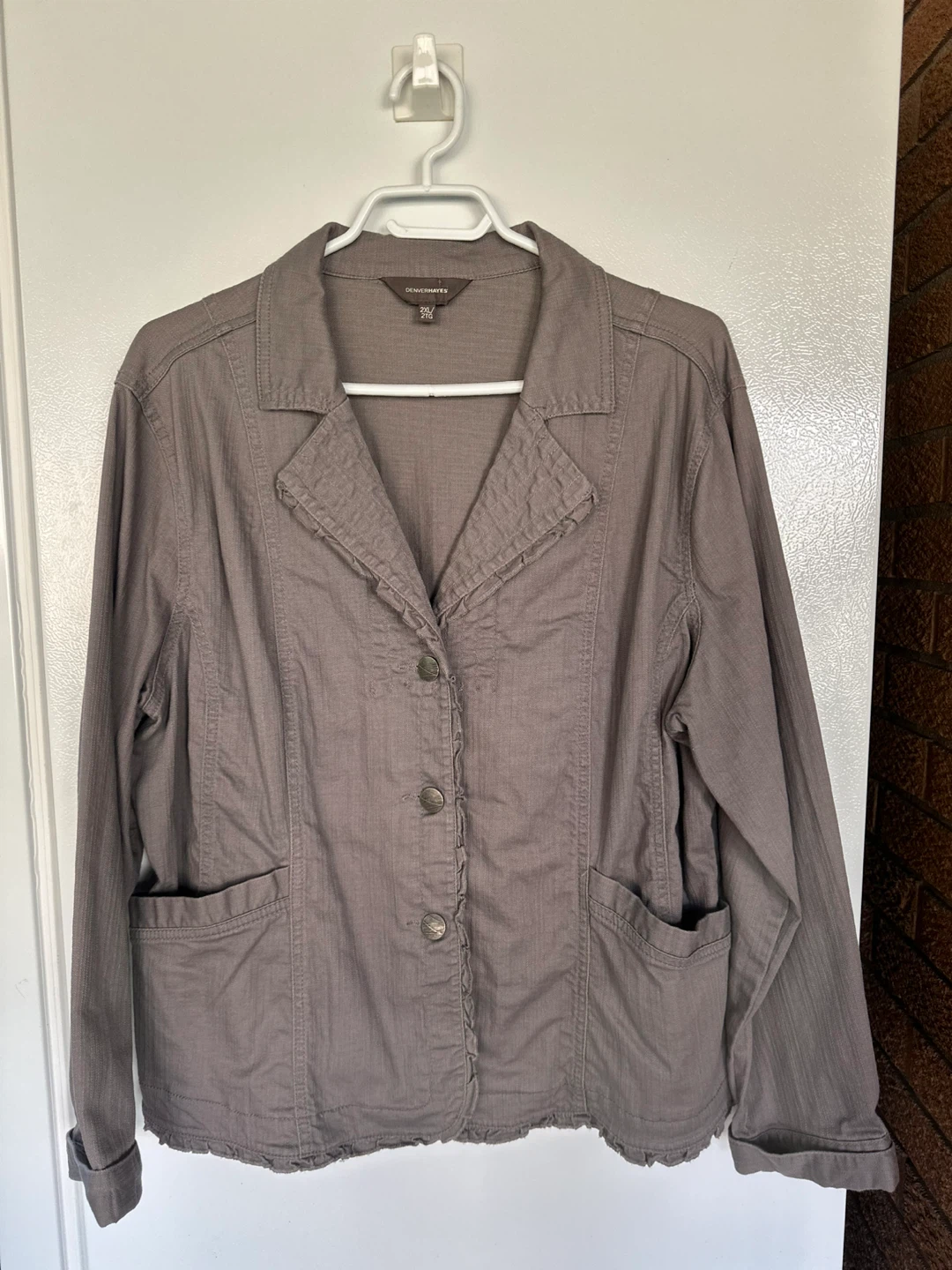 Grey Button-Up Jacket - Size 2XL