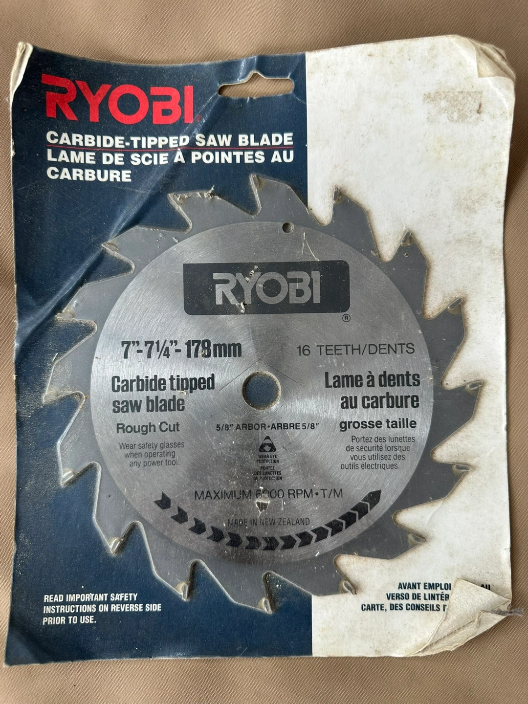Ryobi Carbide Tipped Saw Blade - 7"-7-1/4" - 16 Teeth