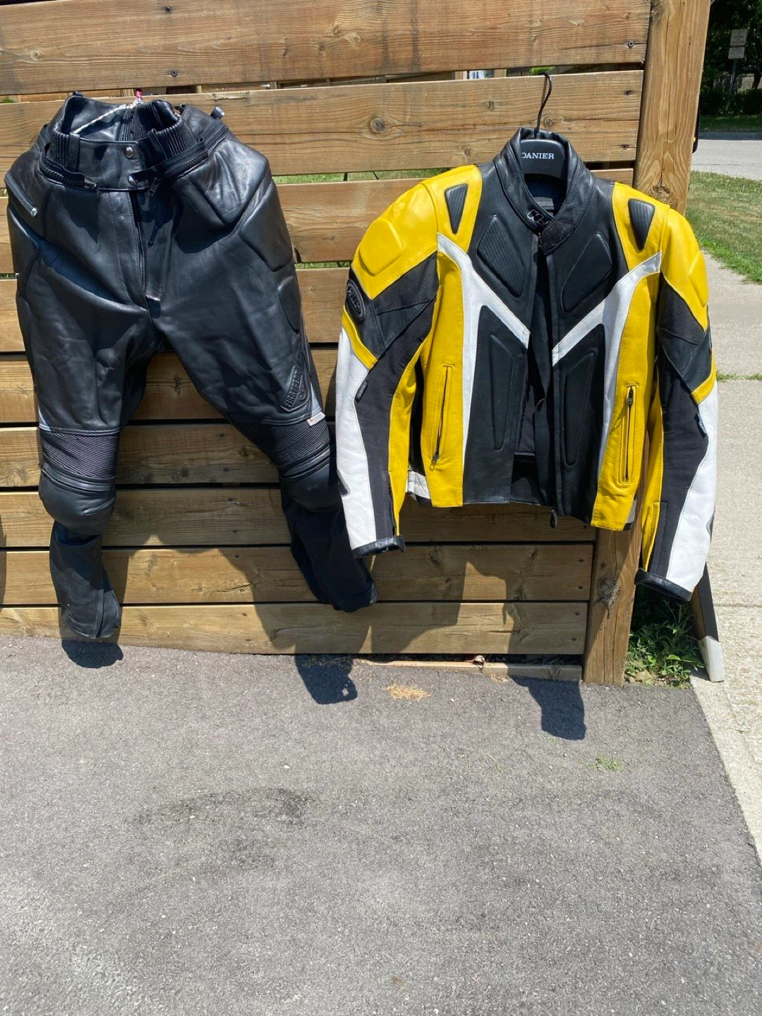 Motorcycle Jacket and Pants - Yellow/Black/White - Size 18/20
