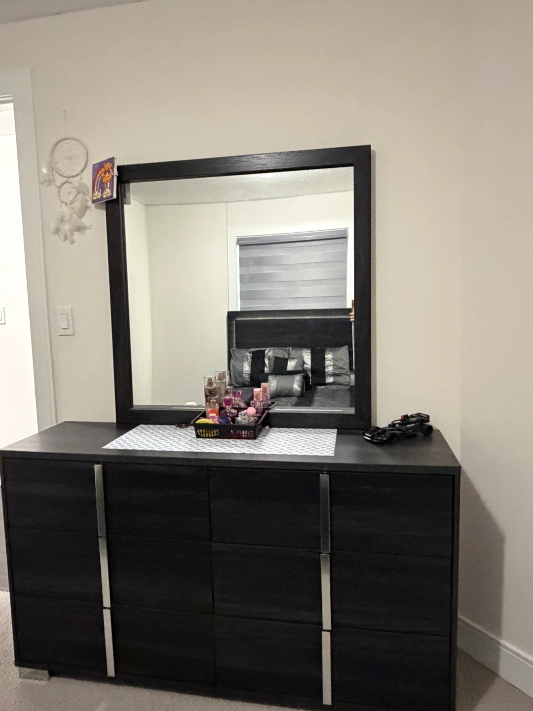 Dark Wood Bedroom Set with Integrated Headboard Lighting - photo 4