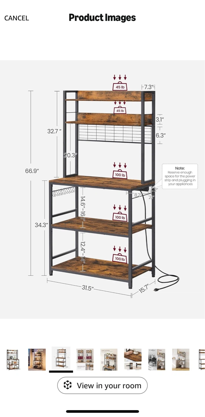 Industrial Kitchen Baker's Rack with Shelves and Power Outlet - photo 3