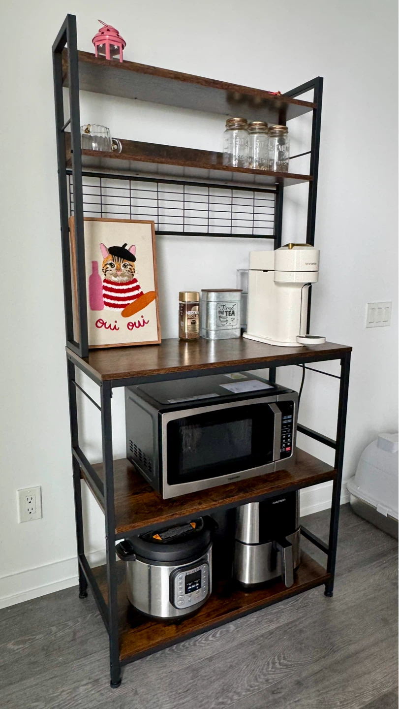 Industrial Kitchen Baker's Rack with Shelves and Power Outlet