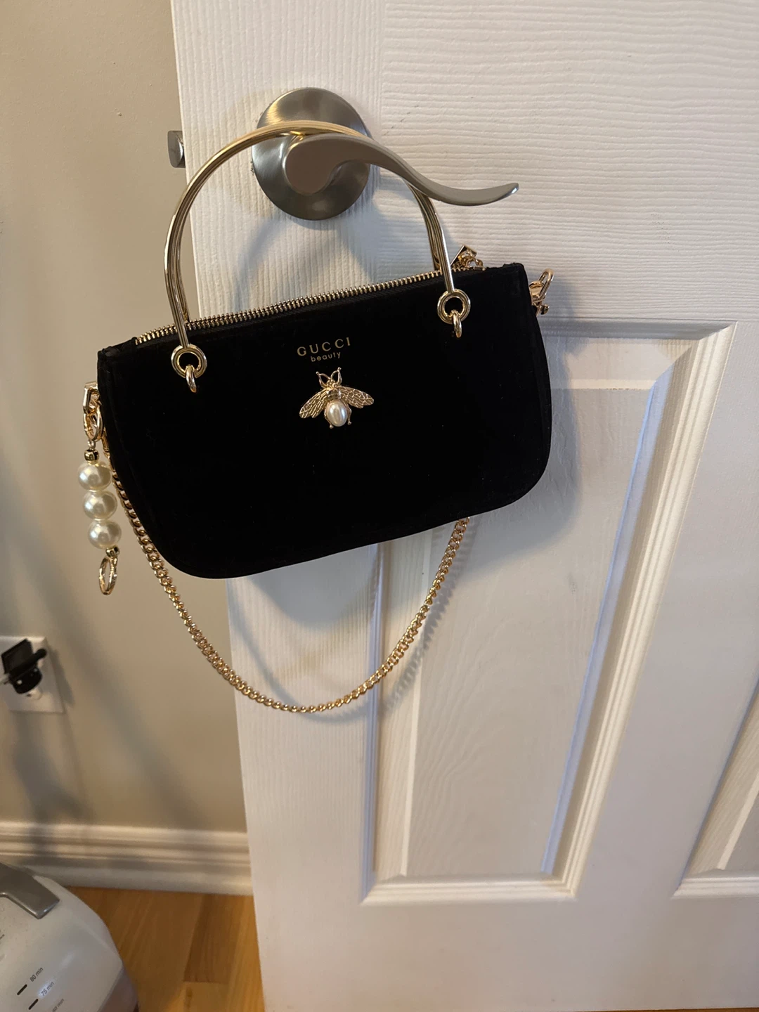 Black Velvet Gucci beauty Bee Clutch/Crossbody Bag