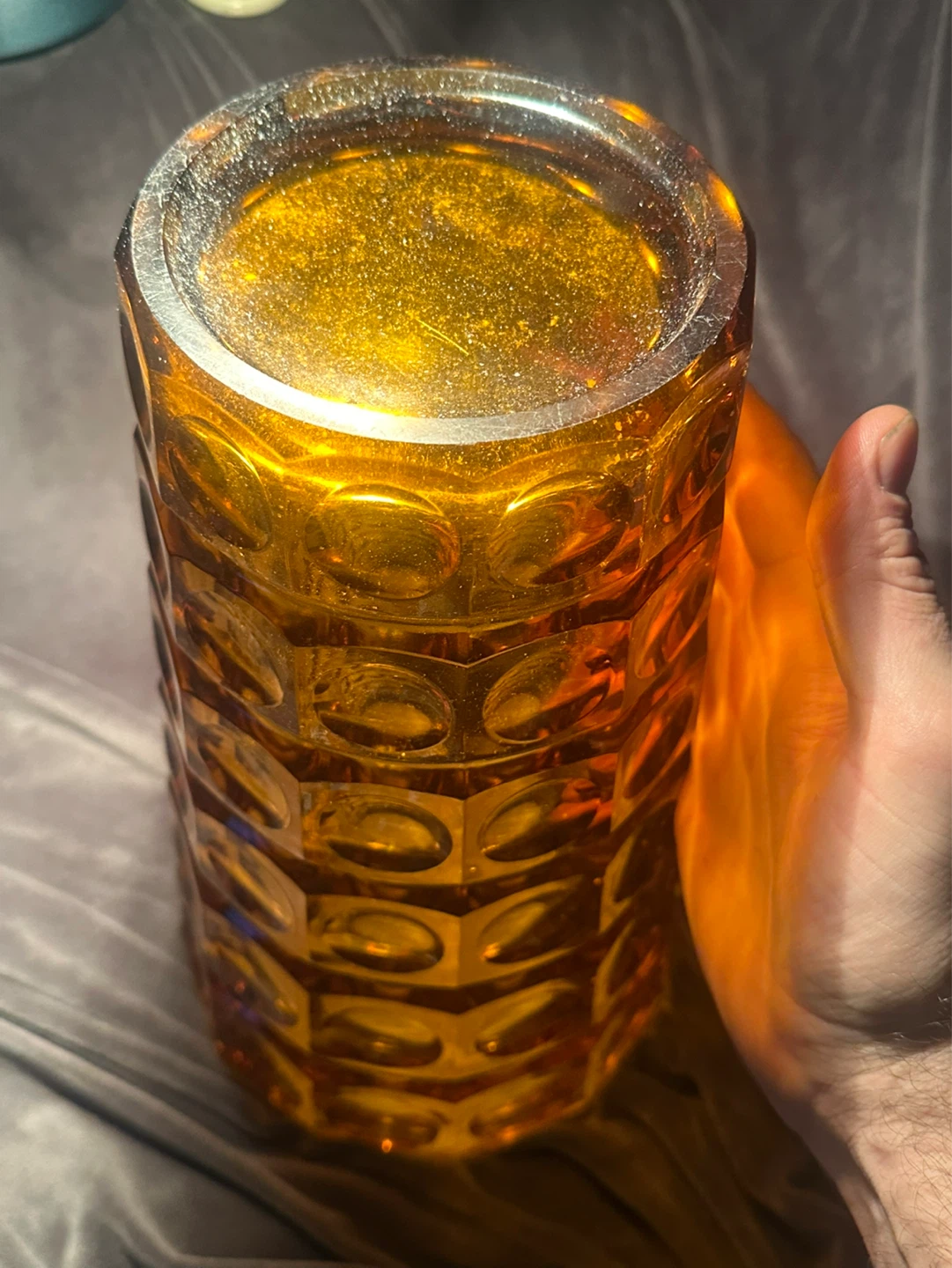 Frantisek Peceny Hermanova Hut Amber Glass Lens Vase Sklo Union - photo 4