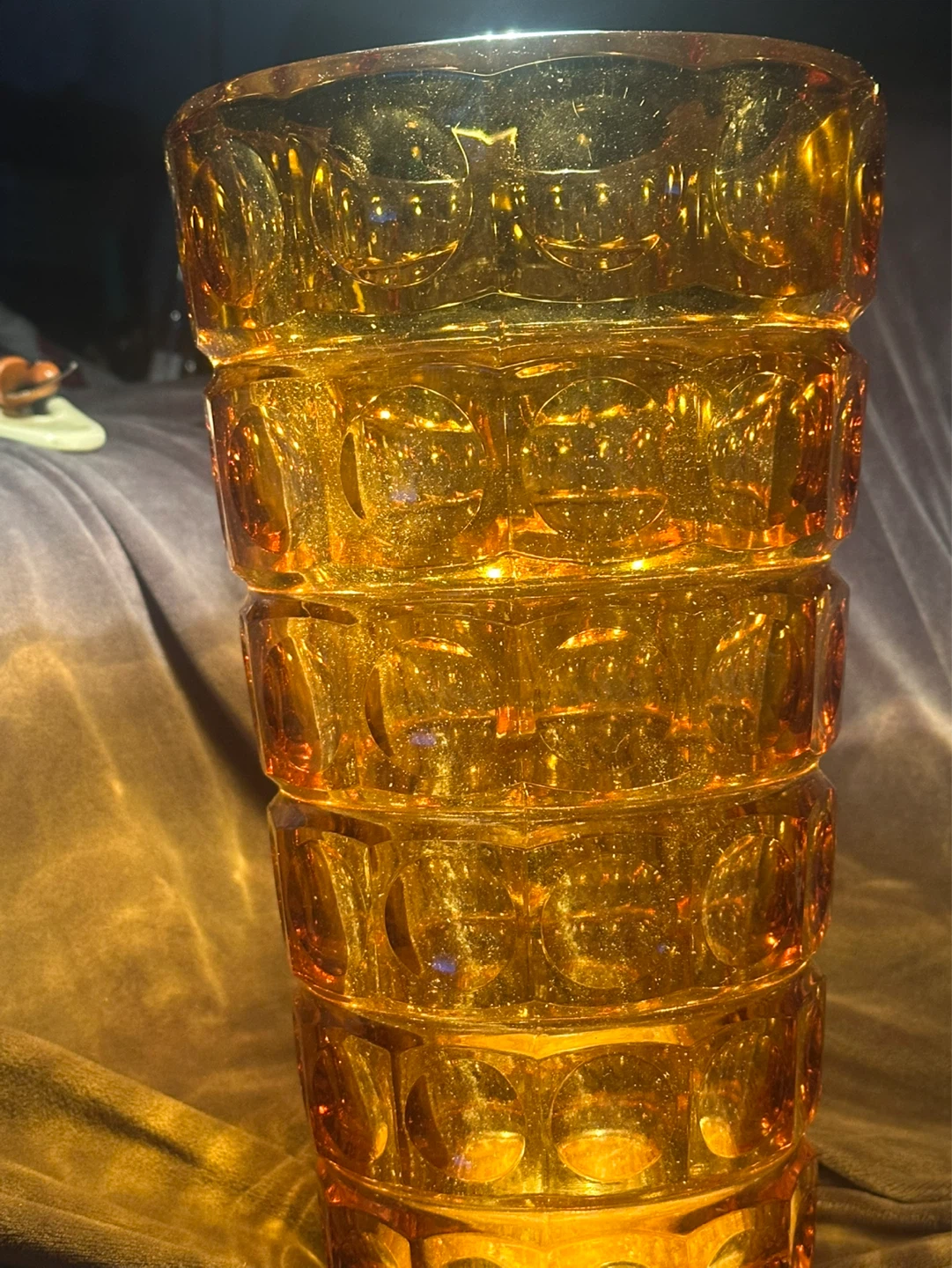 Frantisek Peceny Hermanova Hut Amber Glass Lens Vase Sklo Union - photo 3