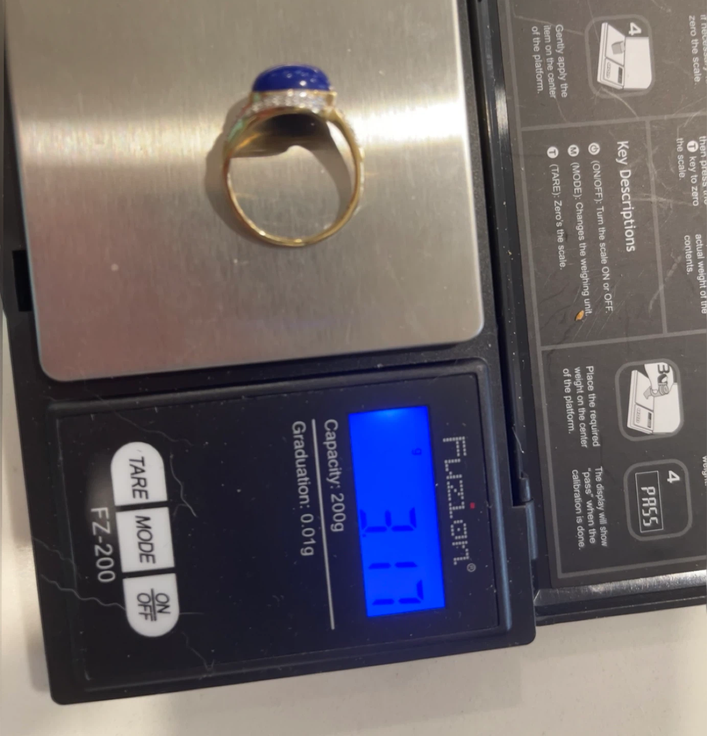 14k Gold Lapis Lazuli and Diamond Ring - photo 3