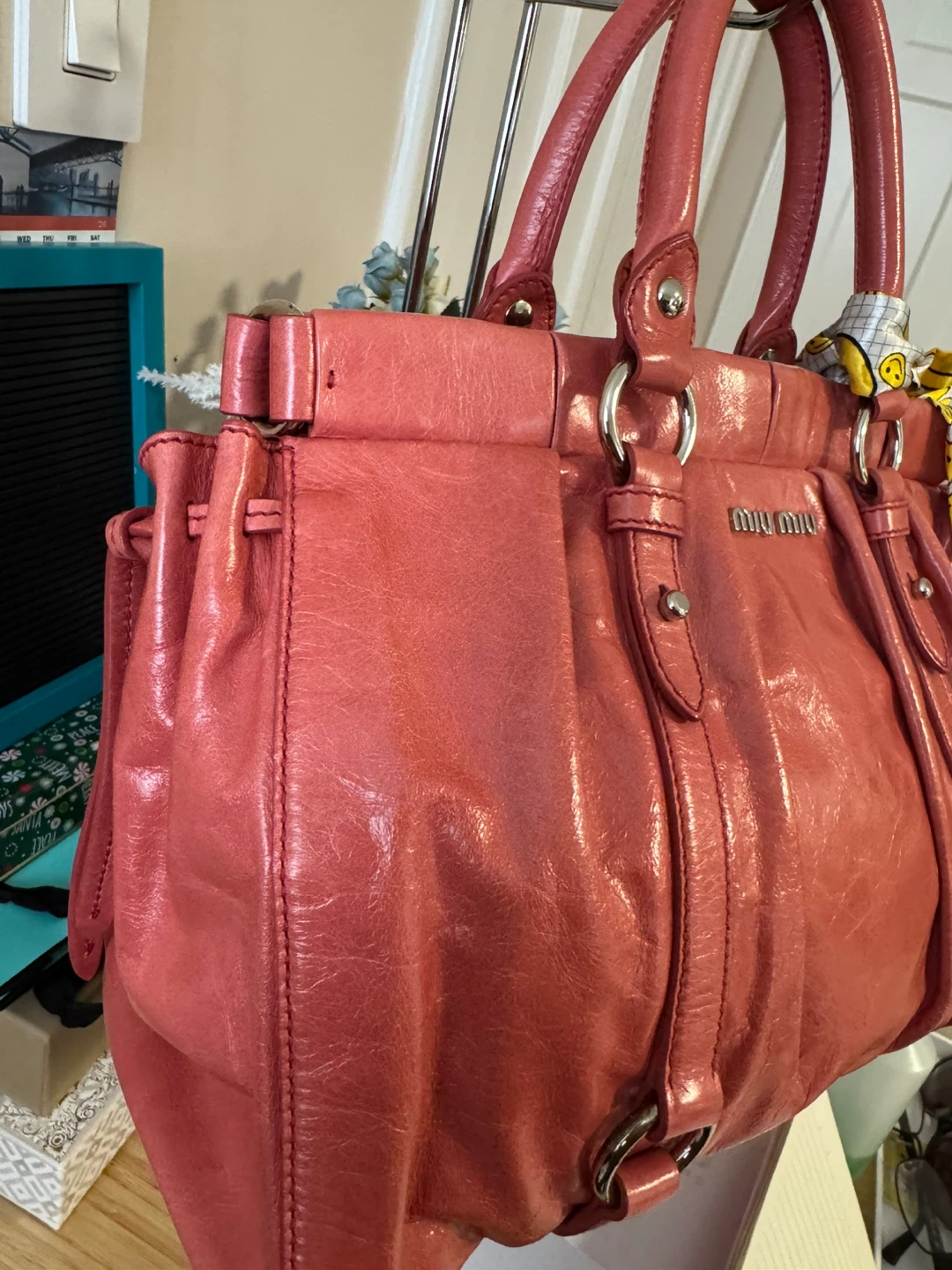 Miu Miu Pink Leather Handbag with Scarf - photo 3