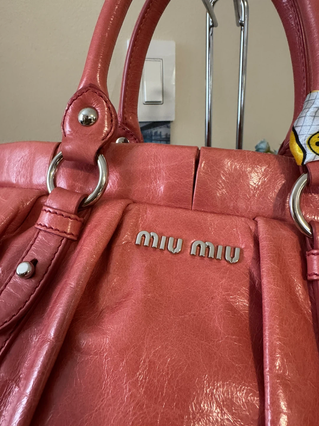 Miu Miu Pink Leather Handbag with Scarf - photo 2