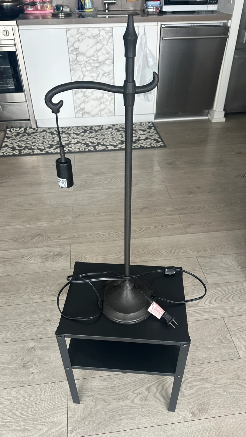 Black Floor Lamp with Shelf